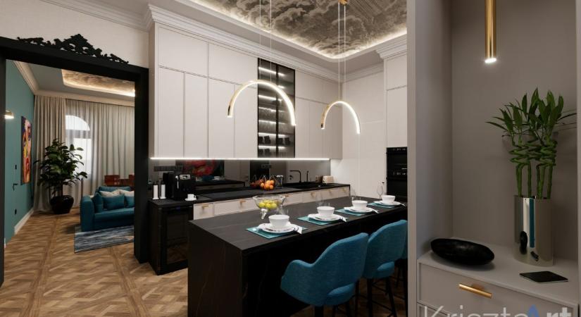 Különleges lakás a filmiparban dolgozó házaspár részére Budapest VI. kerületében