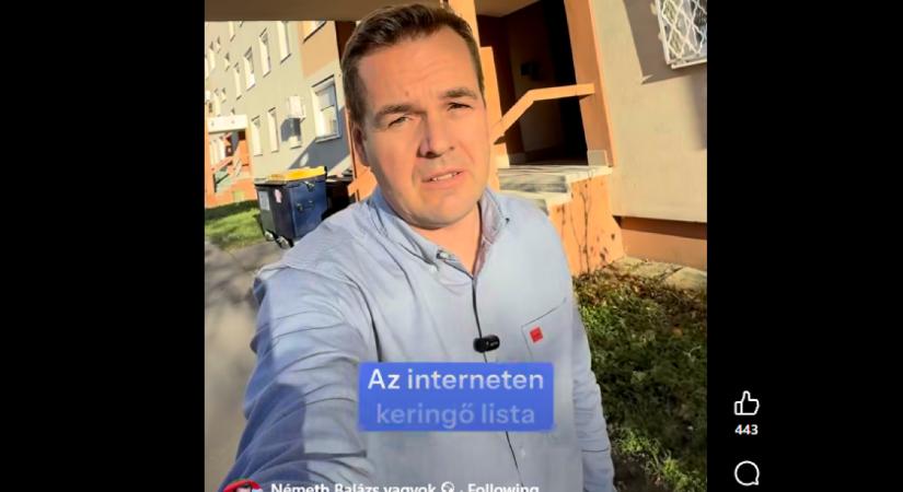 Németh kormánypropagandista megszerezte egy tiszás aktivista ellopott lakcímét, majd elment a háza elé videót forgatni, amiben azzal fenyegeti burkoltan, hogy tudja a címét
