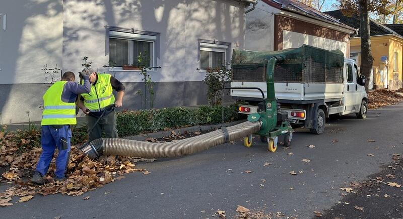 Lombszívóval tisztítják a város utcáit