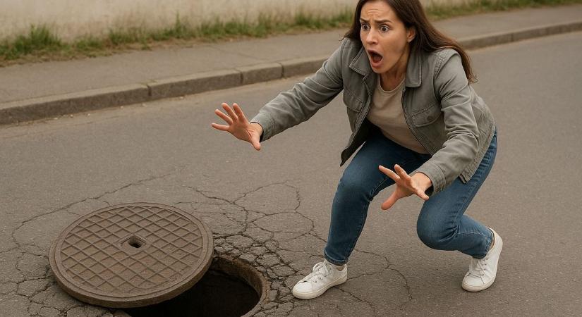 Ki itt belépsz, hagyj fel minden reménnyel... – kinőtt a fű az életveszélyes csatornafedél körül