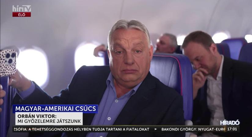 Mi győzelemre játszunk - jelentette ki Orbán Viktor a washingtoni repülőútján  videó