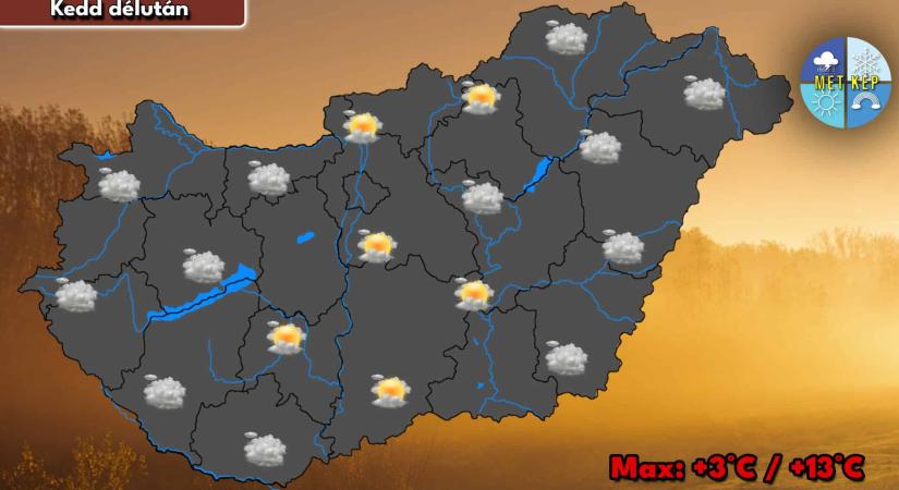 Kedden is marad a borult, ködös idő