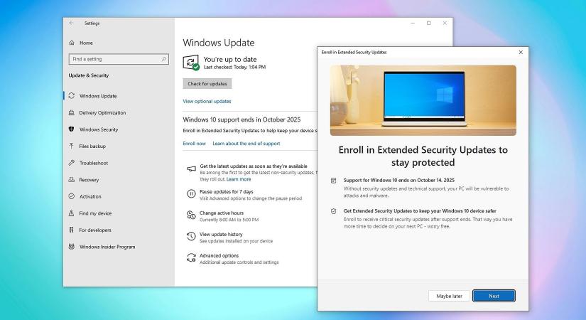 A Microsoft kiadott egy javítást, amivel működik a Windows 10 kiterjesztett frissítése