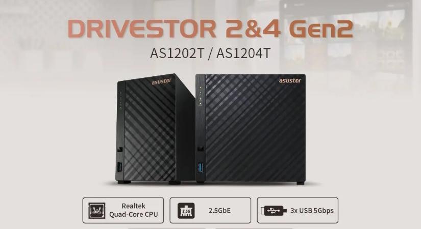 2,5 gigabittel hasítanak a belépőszinten az új Asustor NAS-ok