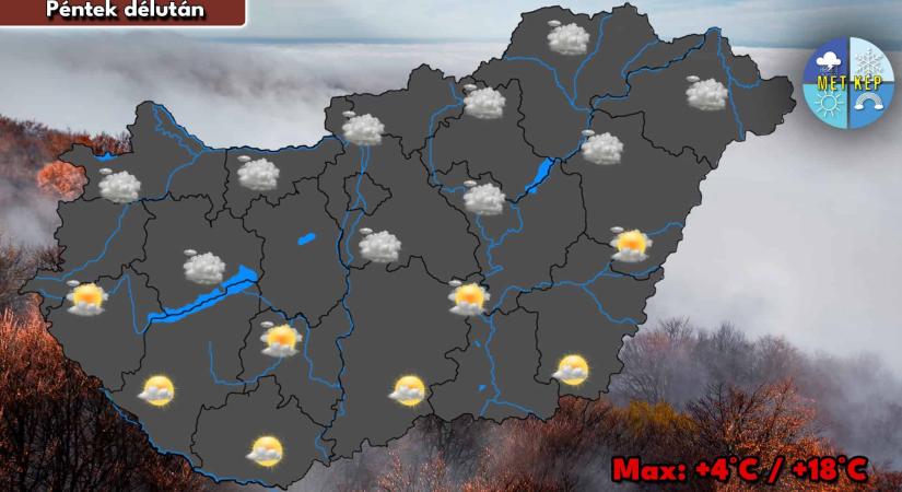 Délen már naposabb, az északibb tájakon marad a borús idő és a köd