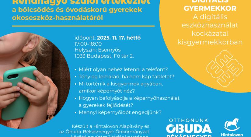 November 17-én rendhagyó szülői értekezlet a digitális gyerekkor kihívásairól