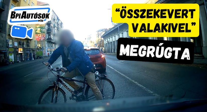 Dühöngő biciklis rúgta meg a kocsit – valakivel összekeverhette a sofőrt
