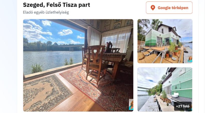 Ilyen pazarságot ritkán látni: eladó Szeged egyetlen úszó lakóotthona, amihez romkocsma és mozi is tartozik