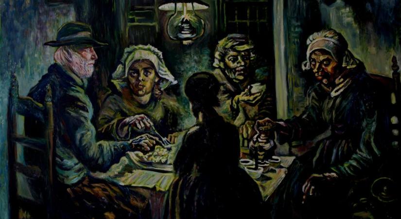 drMáriás a krumplievők meghitt asztalánál festette meg Krasznahorkait Van Gogh műtermében