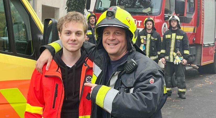 Közös életmentés: tűzoltó édesapát és mentőtiszt fiát ugyanahhoz az esethez riasztották