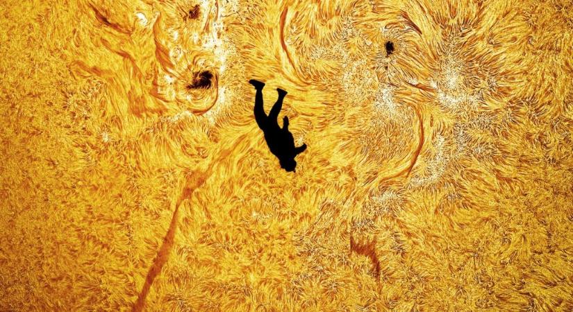 Ikarusz zuhanása: lélegzetelállító fotón egy ejtőernyős szabadesése