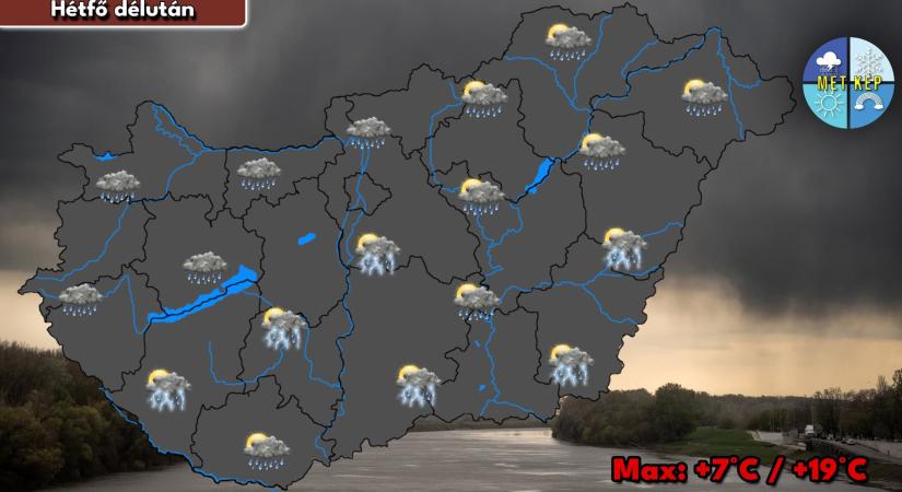Zivatarokat is hozhat a hétfői hidegfront