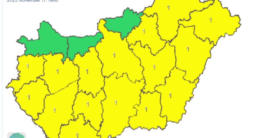 Csaknem az egész országra riasztást adtak ki, jégeső is előfordulhat