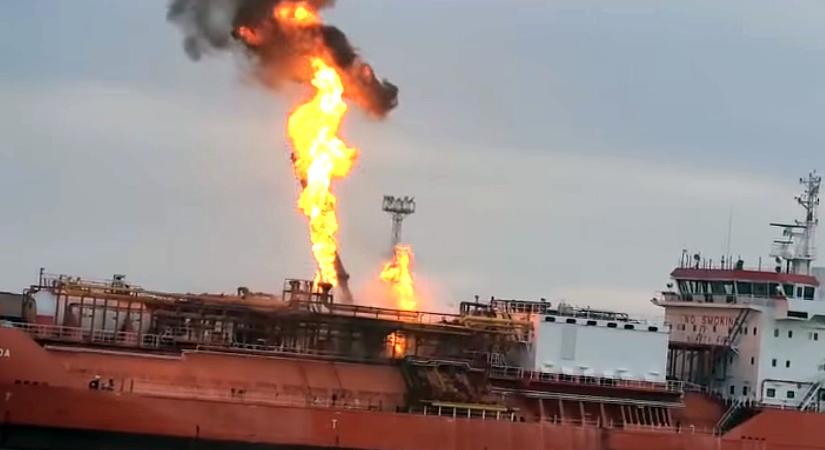 Kilőttek egy LNG-hajót az oroszok a Dunán - videó