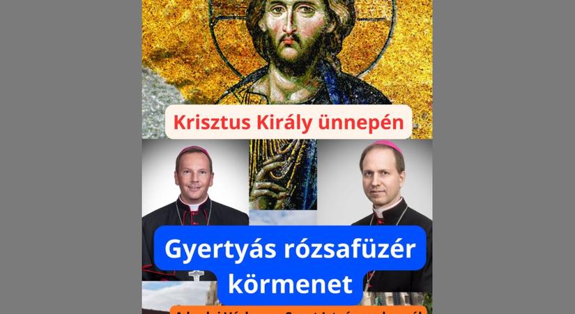 Gyertyás rózsafüzér körmenet a Várban Mohos Gábor és Fábry Kornél püspök atyák vezetésével