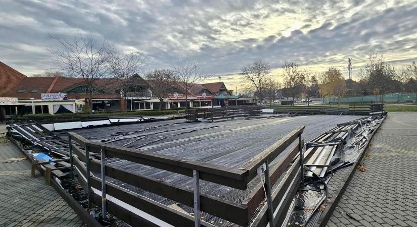 Megtépázta a vihar a fonyódi jégpályát
