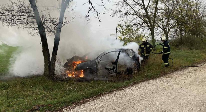 Megdöbbentő fotók: így égett porig az autó, semmi nem maradt belőle