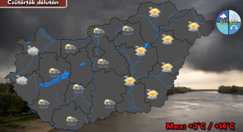 Csapadék érkezik, péntekre virradó éjszaka a Dunántúlon hó havas eső eshet