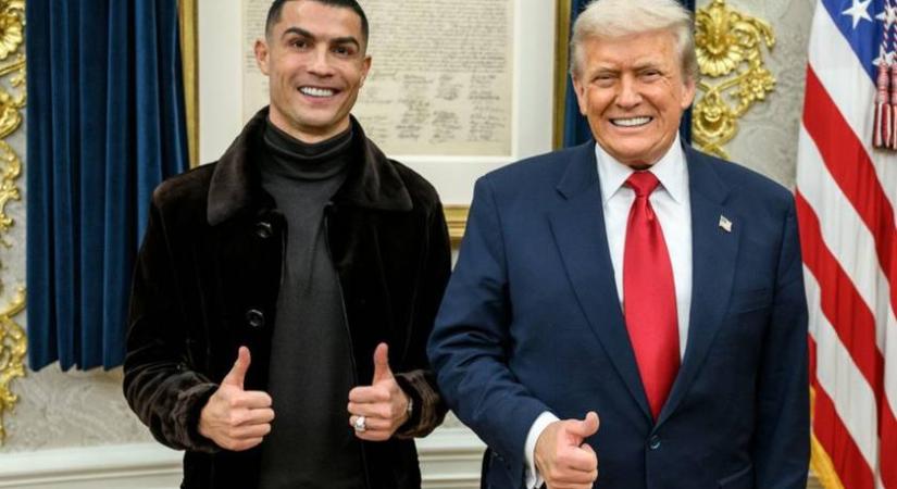 Cristiano Ronaldo és menyasszonya a Fehér Házban fotózkodtak Donald Trumppal: az elnök ezt mondta a futballistáról
