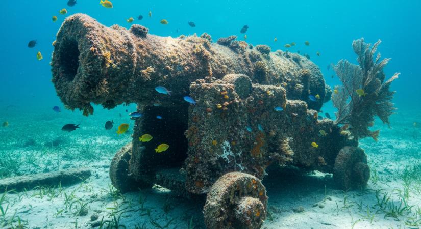Ágyút, pénzérméket és porceláncsészét találtak egy 18. századi spanyol hajóroncson