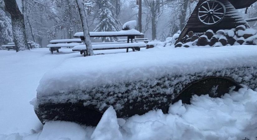 Több mint 10 centi hó hullott Dobogókőn