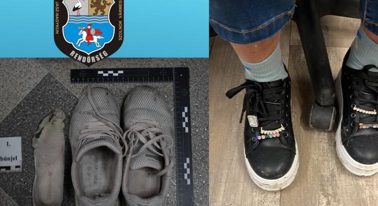 Azonnal hasznát vette a lopott lábbelinek