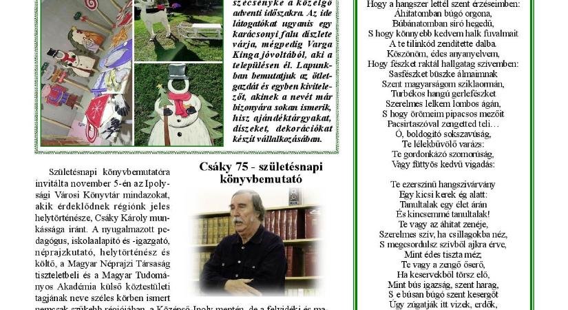 Jubileumok és események beszámolói a Kürtös novemberi számában