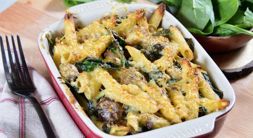 Gesztenyés, spenótos, sajtos rakott tészta ínyenceknek