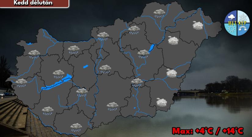 Kedden többfelé lesz borult esős idő