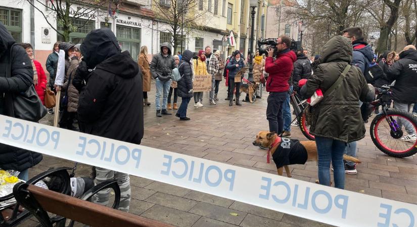Tüntetők hada vonult a Kecskeméti Törvényszék elé, az egyik legismertebb hazai énekes is felszólalt Rozi kutya ügyében – fotók, videó
