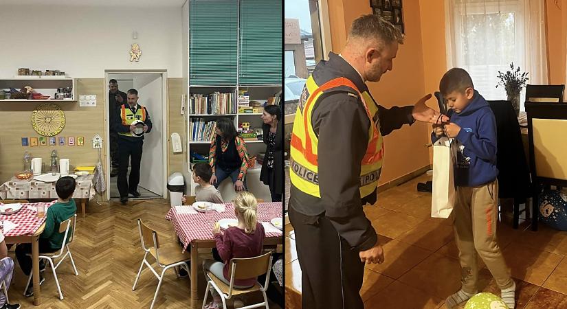 Rajong a rendőrökért, ezért egyenruhás köszöntötte születésnapján a nagyhegyesi ovist