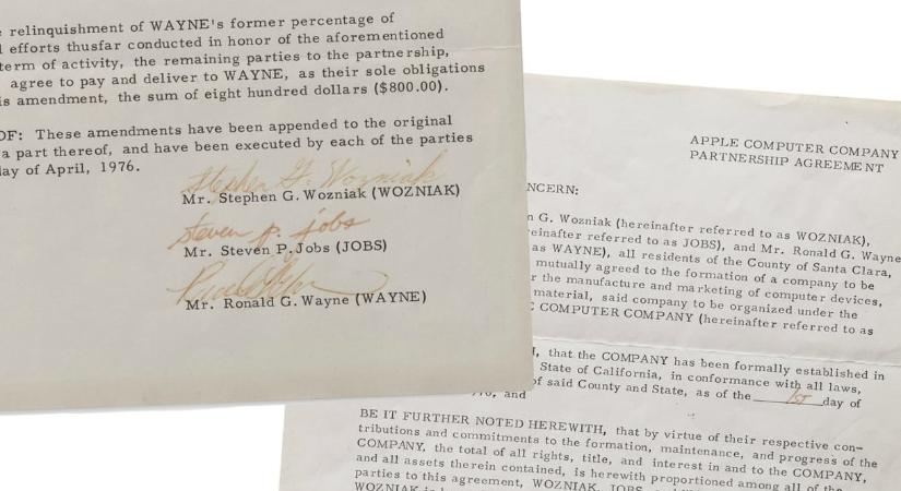 Röpke 1,3 milliárd forintért ön is megveheti az Apple alapító okiratát