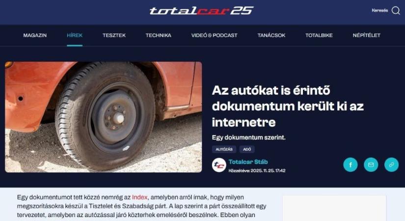 Reagált az Indamédia vezetője arra, hogy a Totalcar szerint őket is elérte a gusztustalan propaganda
