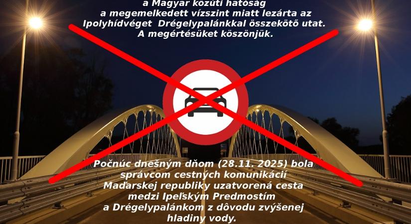 Az Ipoly áradása miatt lezárták a Szent Borbála hidat