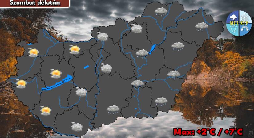 Szombaton sok felhő lesz felettünk, helyenként eső, zápor is előfordulhat