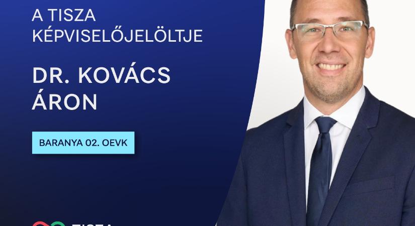 Dr. Kovács Áron lesz a Tisza jelöltje Baranya 2-ben