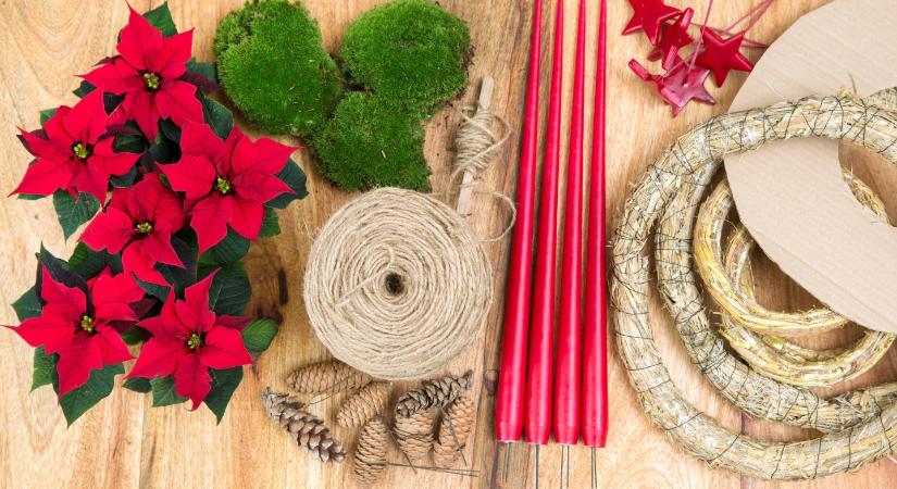 Különleges adventi koszorú mini mikulásvirágokkal – így készítsd el