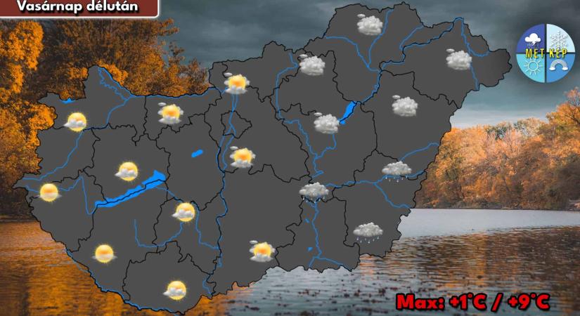 Felhős idő, kisebb esővel, hétfő éjjeltől egyre több felé lehet pára és köd