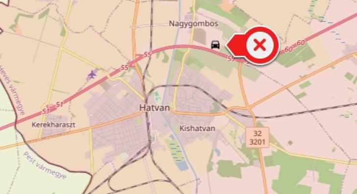 Baleset történt az M3-on, Hatvannál 