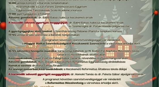 Adventi szombat esték 2025.Adventi gyertyagyújtás Kecskemét Főterén