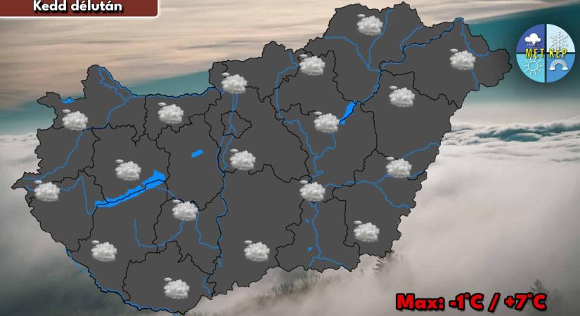 Kedden is marad a borult, ködös időjárás