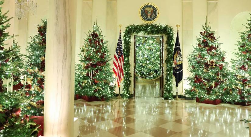 Trump feleségének köszönhetően grandiózus karácsonyi díszítést kapott a Fehér Ház
