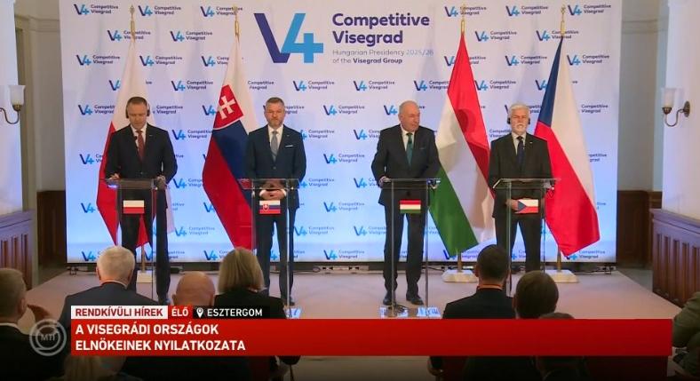 A visegrádi együttműködés fontosságát hangsúlyozta a lengyel, a szlovák és a cseh államfő Esztergomban