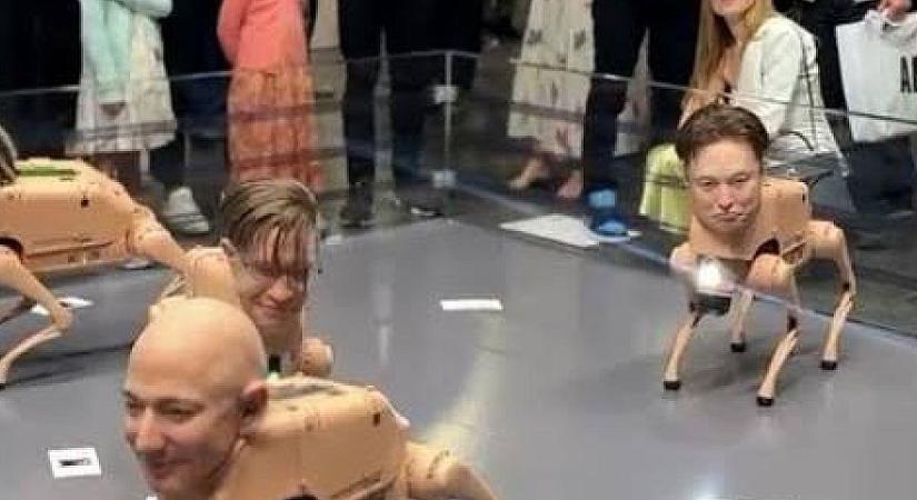 Robotkutyaként állították ki Elon Musk-ot, Mark Zuckerberg-et, és Jeff Bezos-t is
