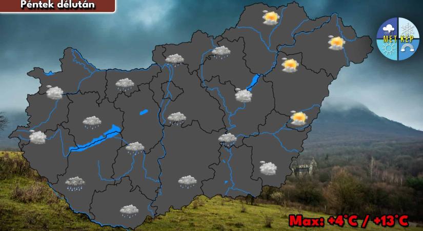 Pénteken is egyre többfelé eleredhet az eső