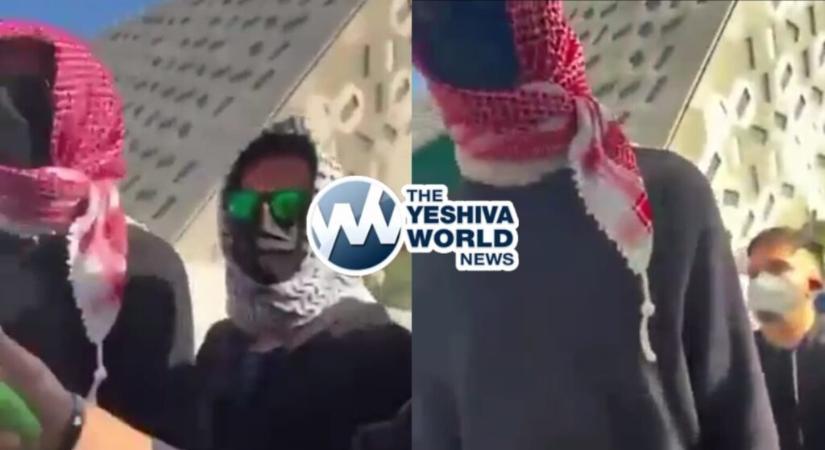 Izrael-ellenes tüntetők Los Angeles legrégebbi zsinagógájánál