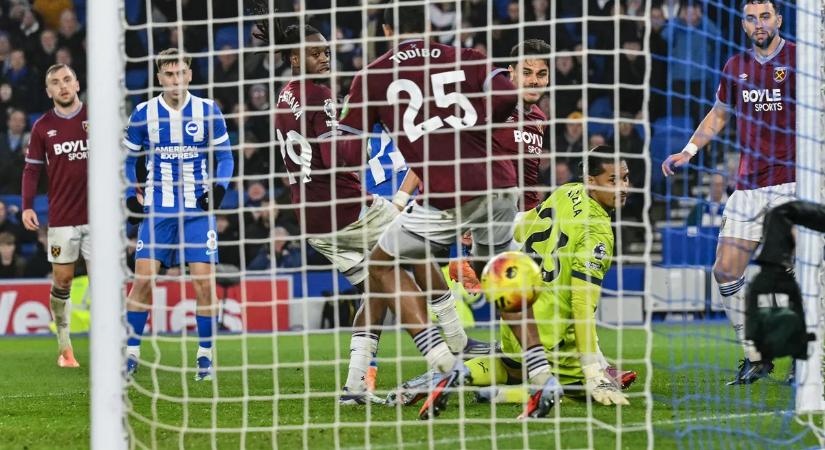 A Brighton a 91. percben mentett pontot a West Ham ellen