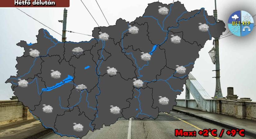 Borult, ködös idővel indul a hét, helyenként kisebb eső is lehet