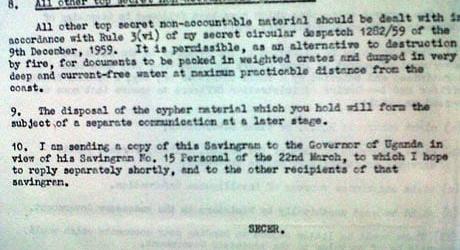 1959. december 9.: Elrendelik a brit gyarmati bűnök iratainak megsemmisítését