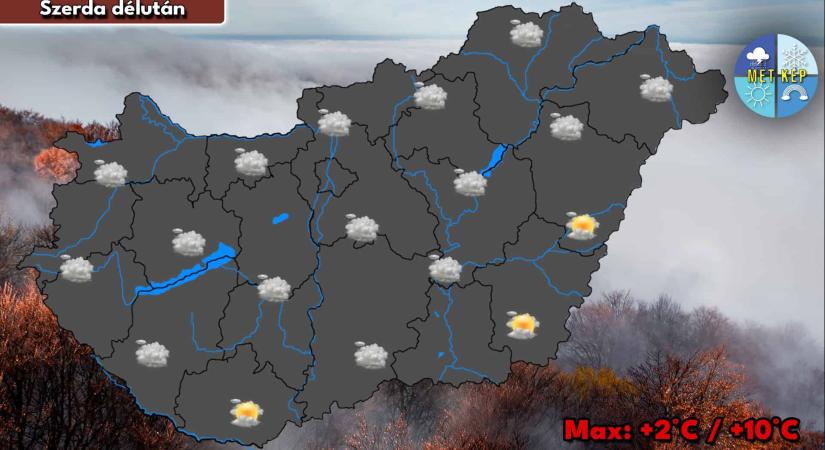 Szerdán is marad a borult, ködös, nyirkos idő